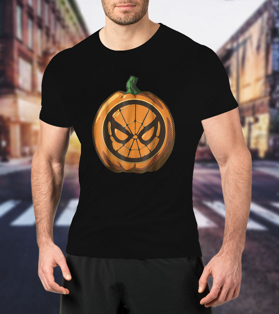 Marvel Spider Man Pumpkin Halloween Face T-Shirt
