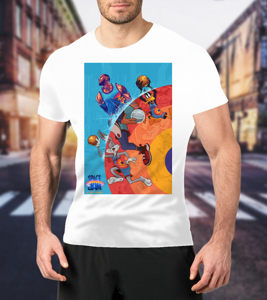Space Jam A New Legacy Lebron James Bugs Bunny Daffy Duck Basketball Action T-Shirt