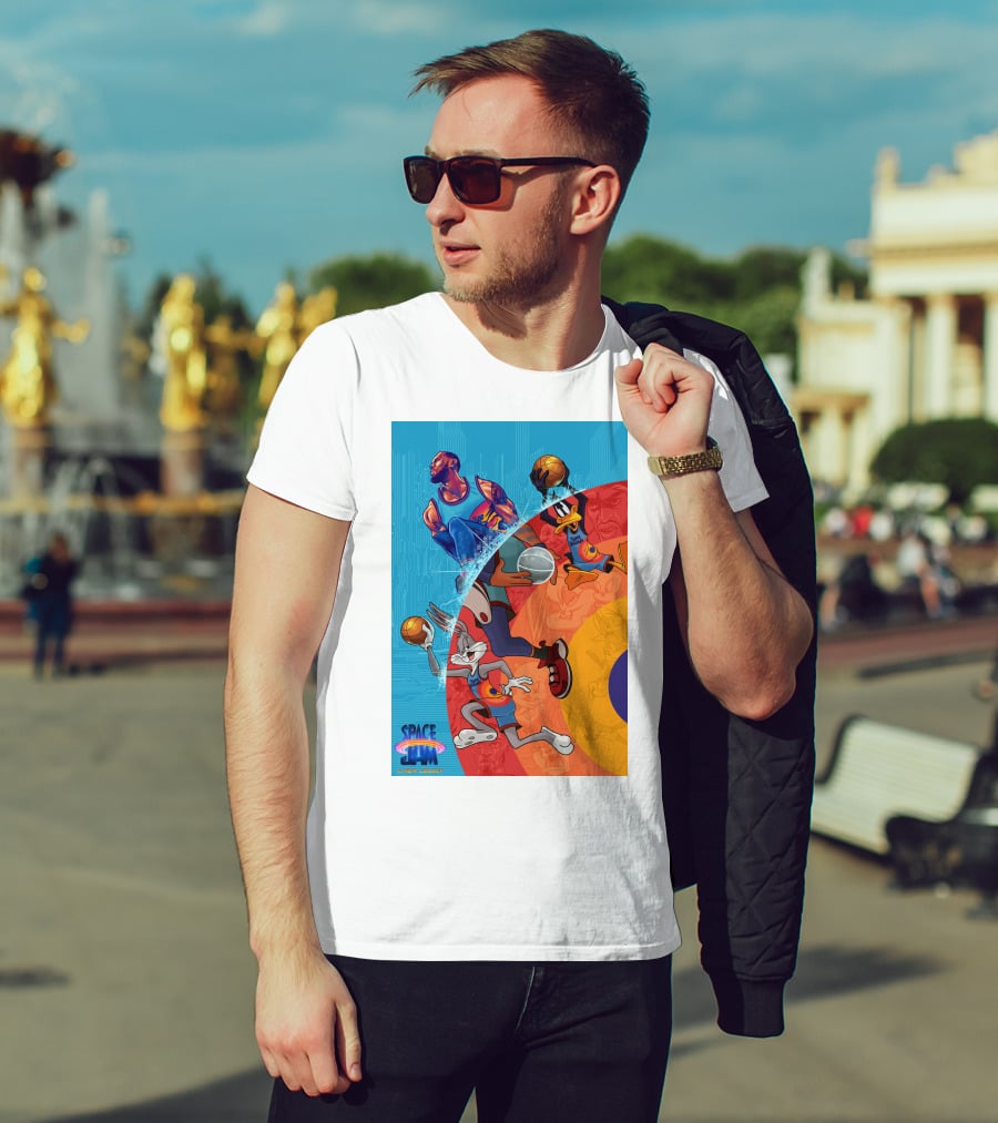 Space Jam A New Legacy Lebron James Bugs Bunny Daffy Duck Basketball Action T-Shirt