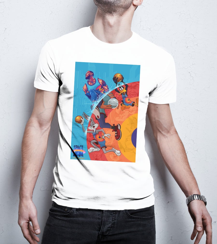 Space Jam A New Legacy Lebron James Bugs Bunny Daffy Duck Basketball Action T-Shirt