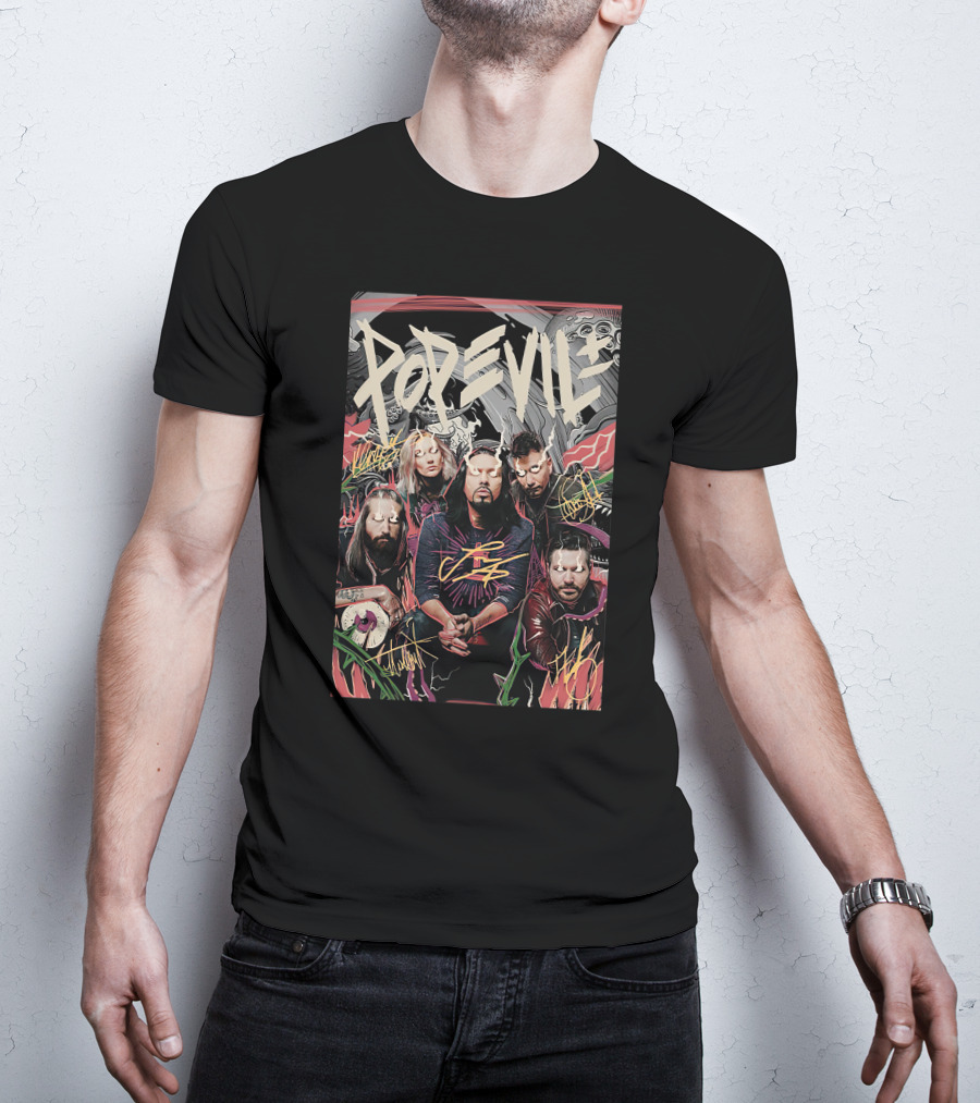 Pop Evil Band Signatures Comic T-Shirt