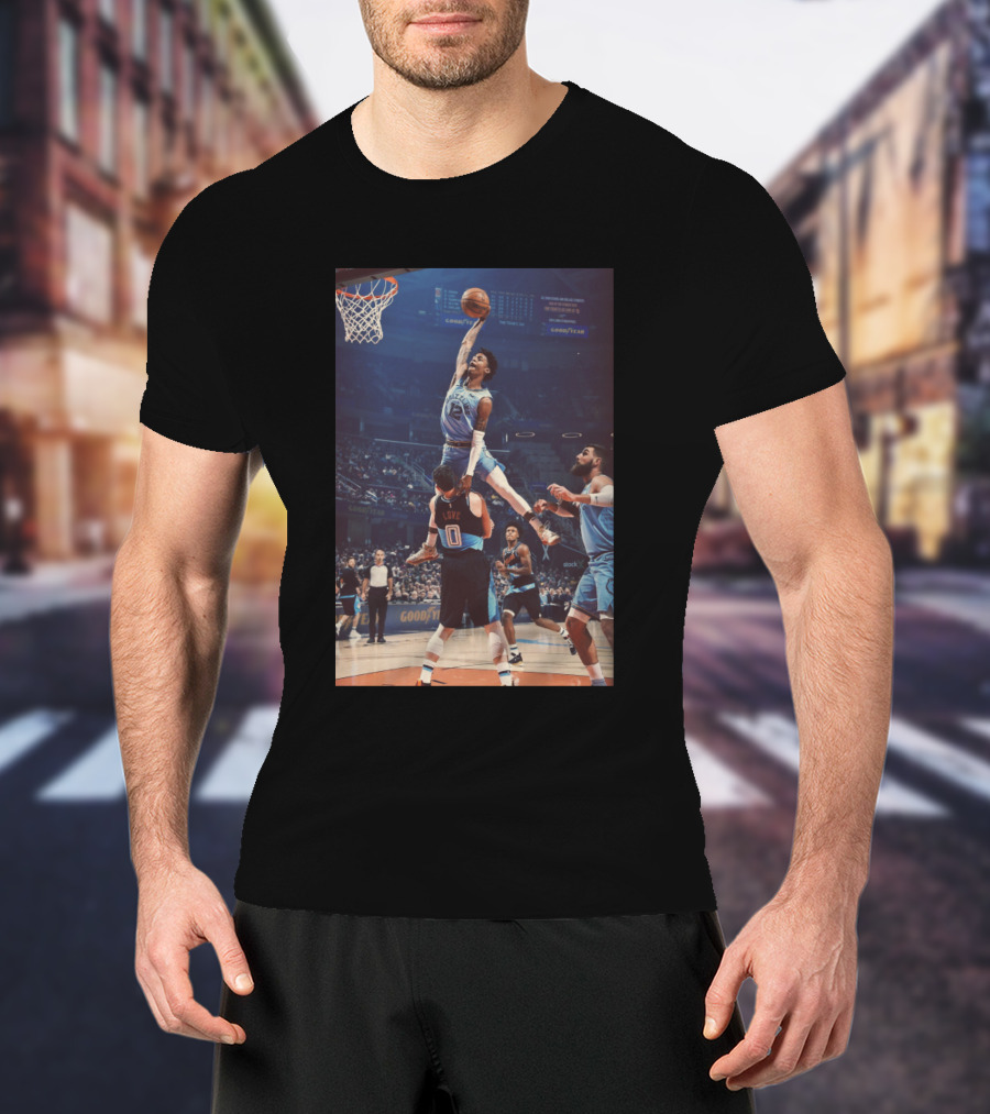Ja Morant Dunk Over Love Basketball Action Scene T-Shirt