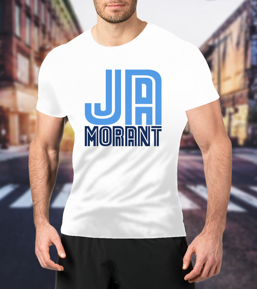 Ja Morant Memphis Basketball Blue Text T-Shirt