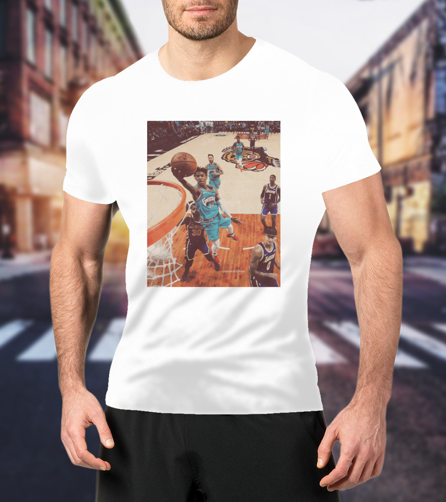 Ja Morant Funny Slam Dunk Basketball Action T-Shirt