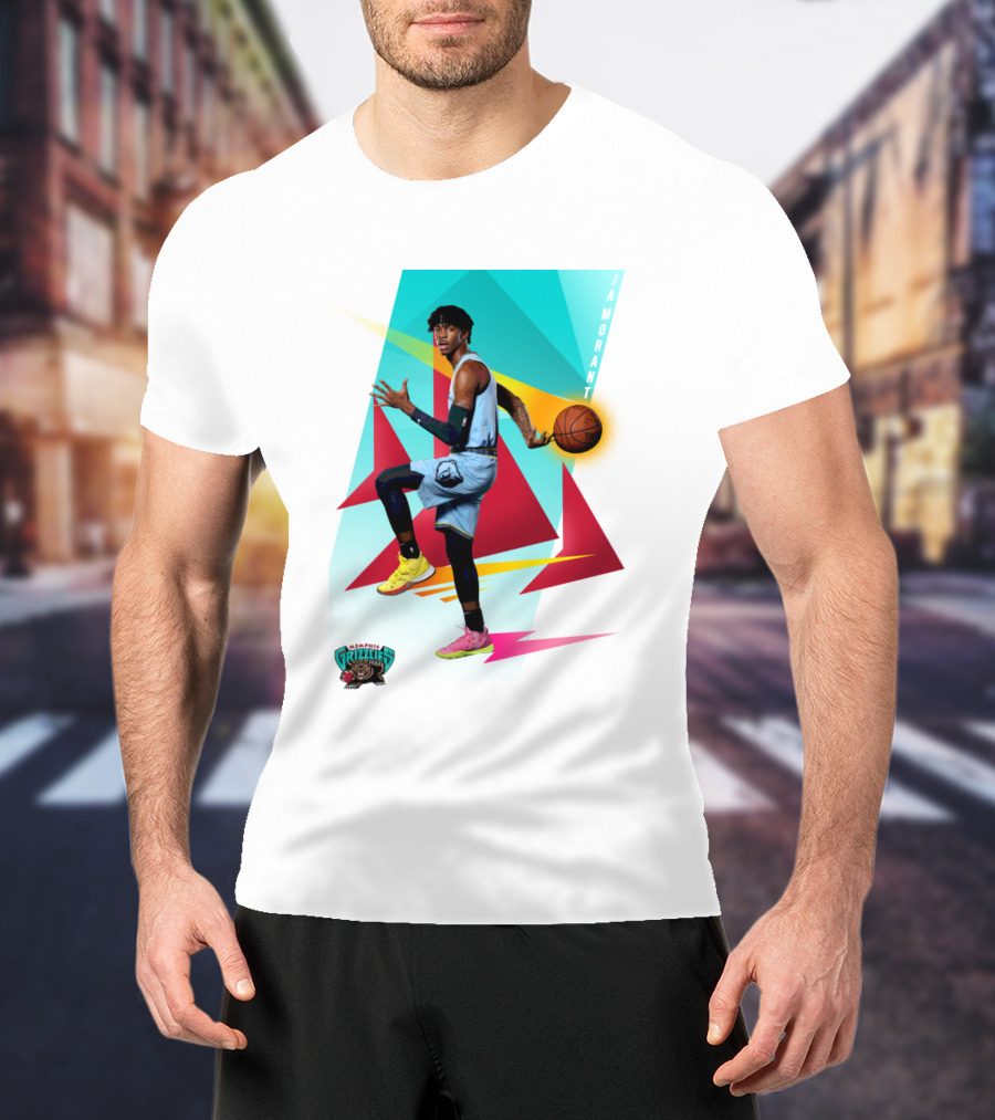 Ja Morant Memphis Grizzlies Retro Vibe Basketball Action T-Shirt