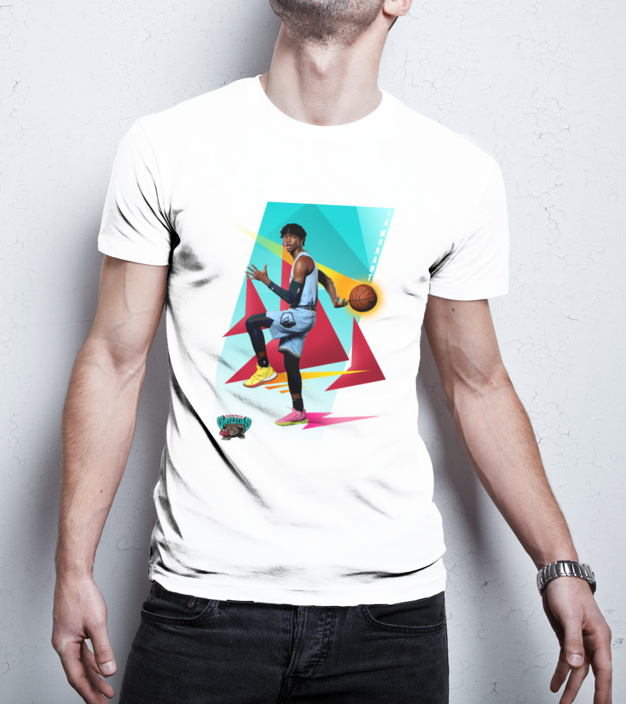 Ja Morant Memphis Grizzlies Retro Vibe Basketball Action T-Shirt
