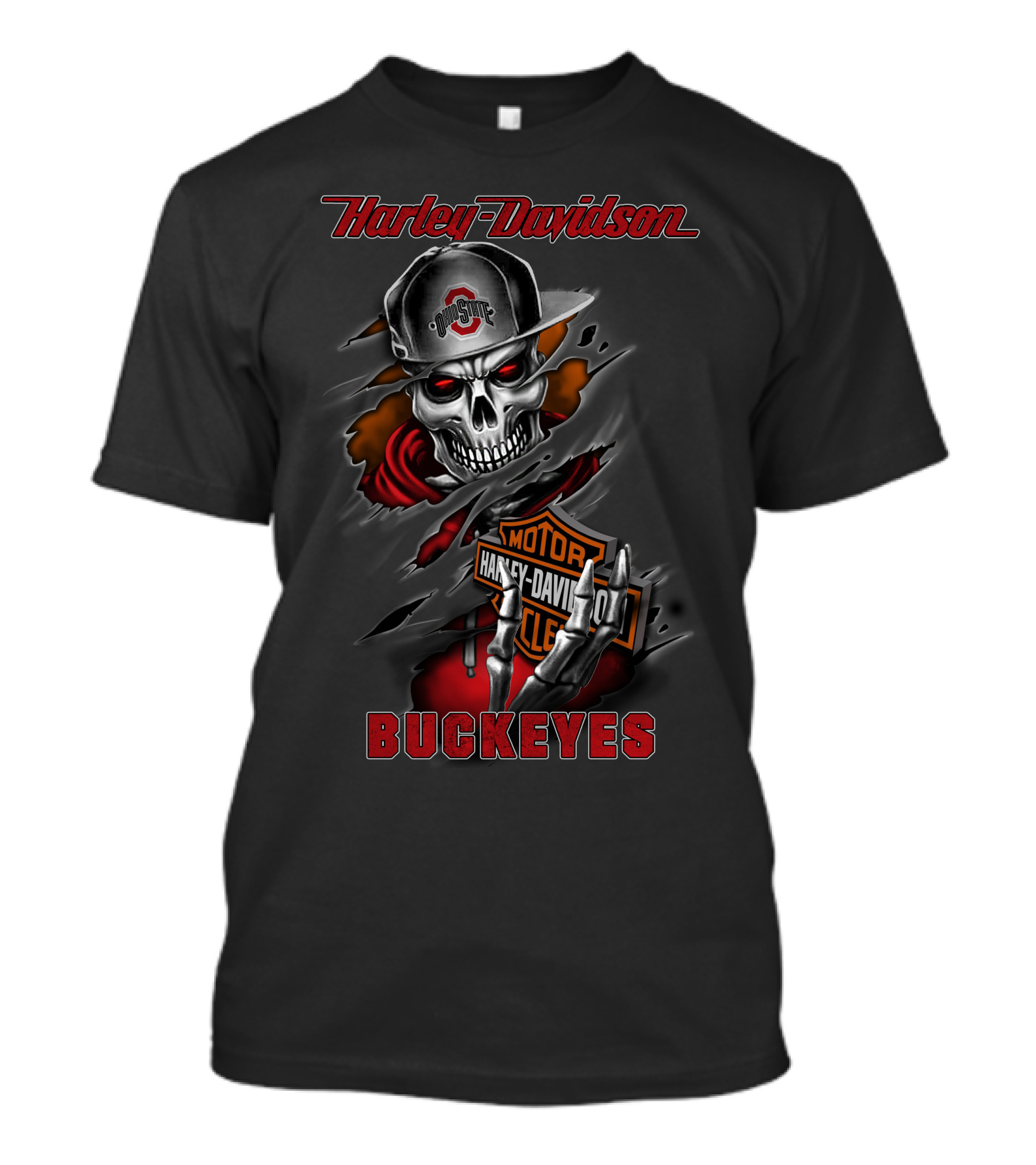 Harley Davidson Ohio State Buckeyes Skull T-Shirt