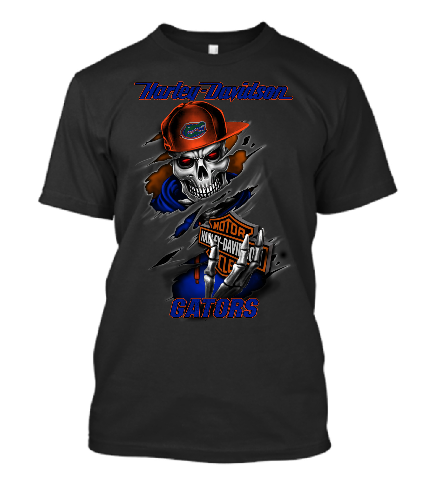 Harley Davidson Gators Skull With Florida Logo And Hoodie T-Shirt