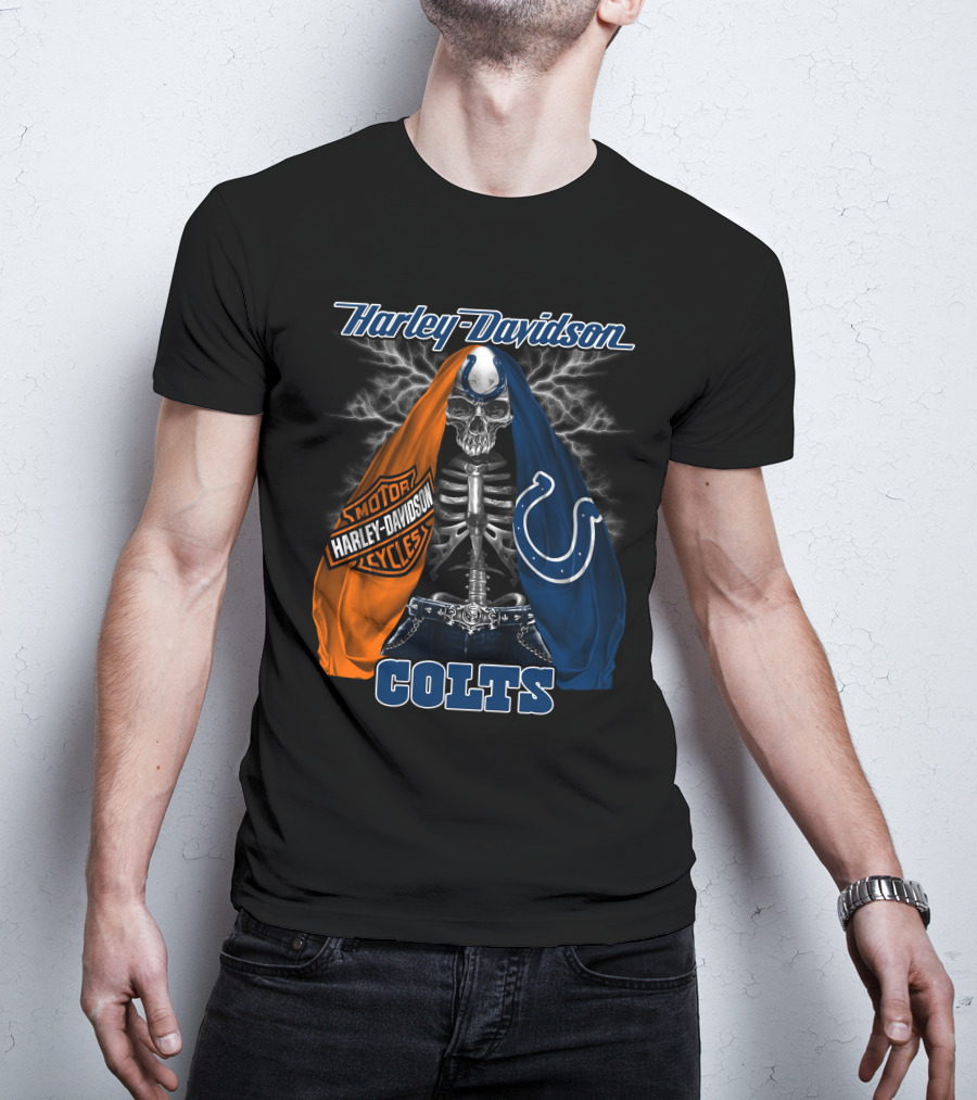 Harley Davidson Motorcycles Skull Indianapolis Colts T-Shirt