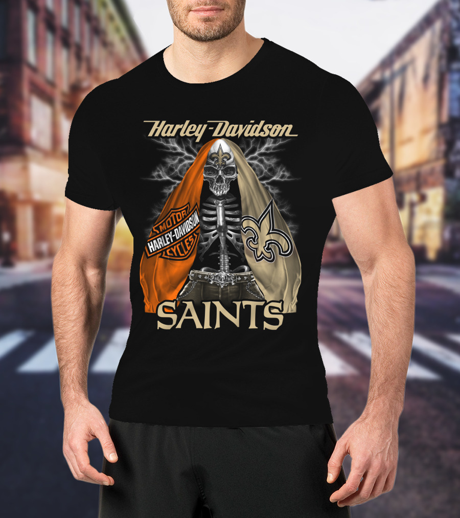 Harley Davidson Motorcycles New Orleans Saints T-Shirt