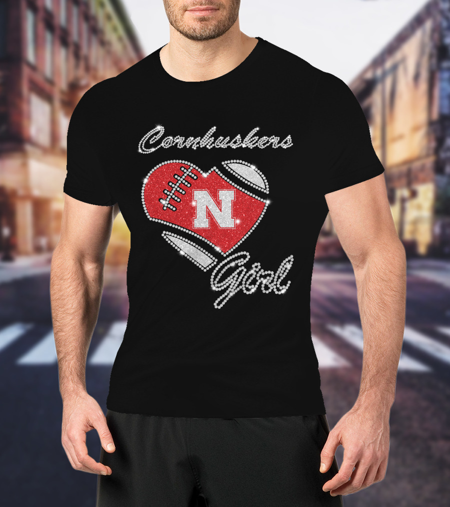 Cornhuskers Girl N Nebraska Football Heart T-Shirt