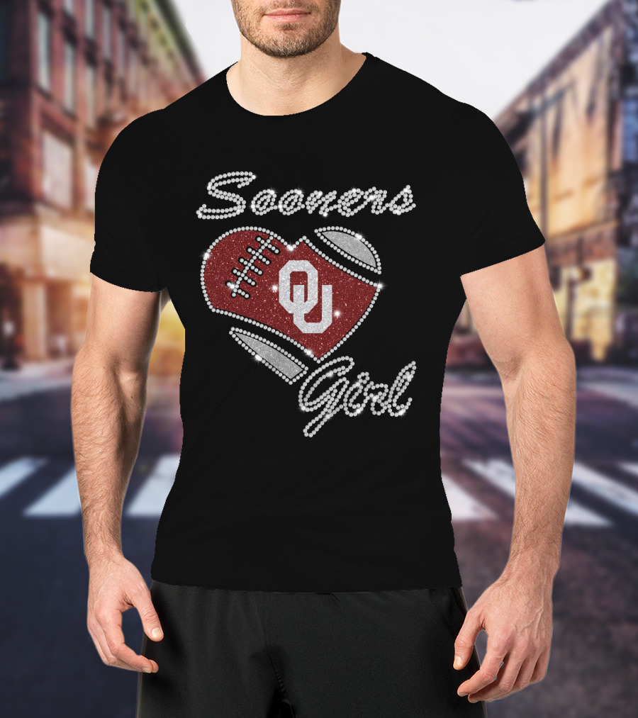 Sooners Girl Ou Football Heart Design G1003 Oklahoma Sooners T-Shirt