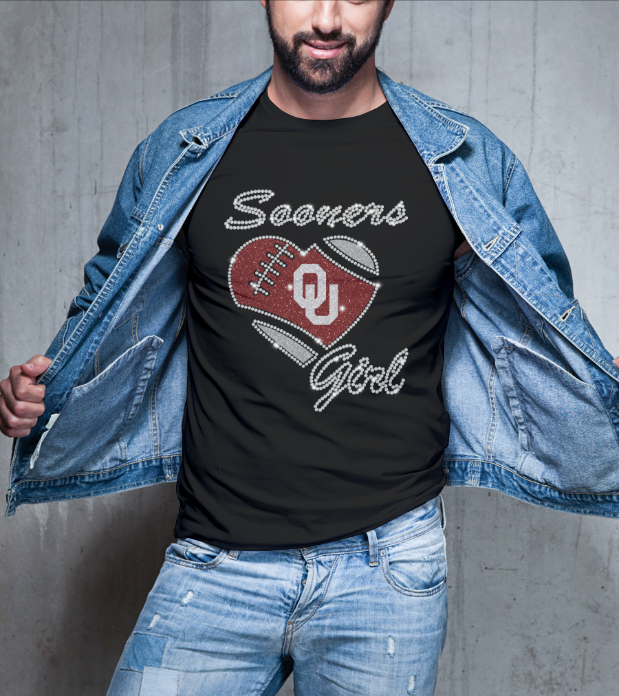 Sooners Girl Ou Football Heart Design G1003 Oklahoma Sooners T-Shirt