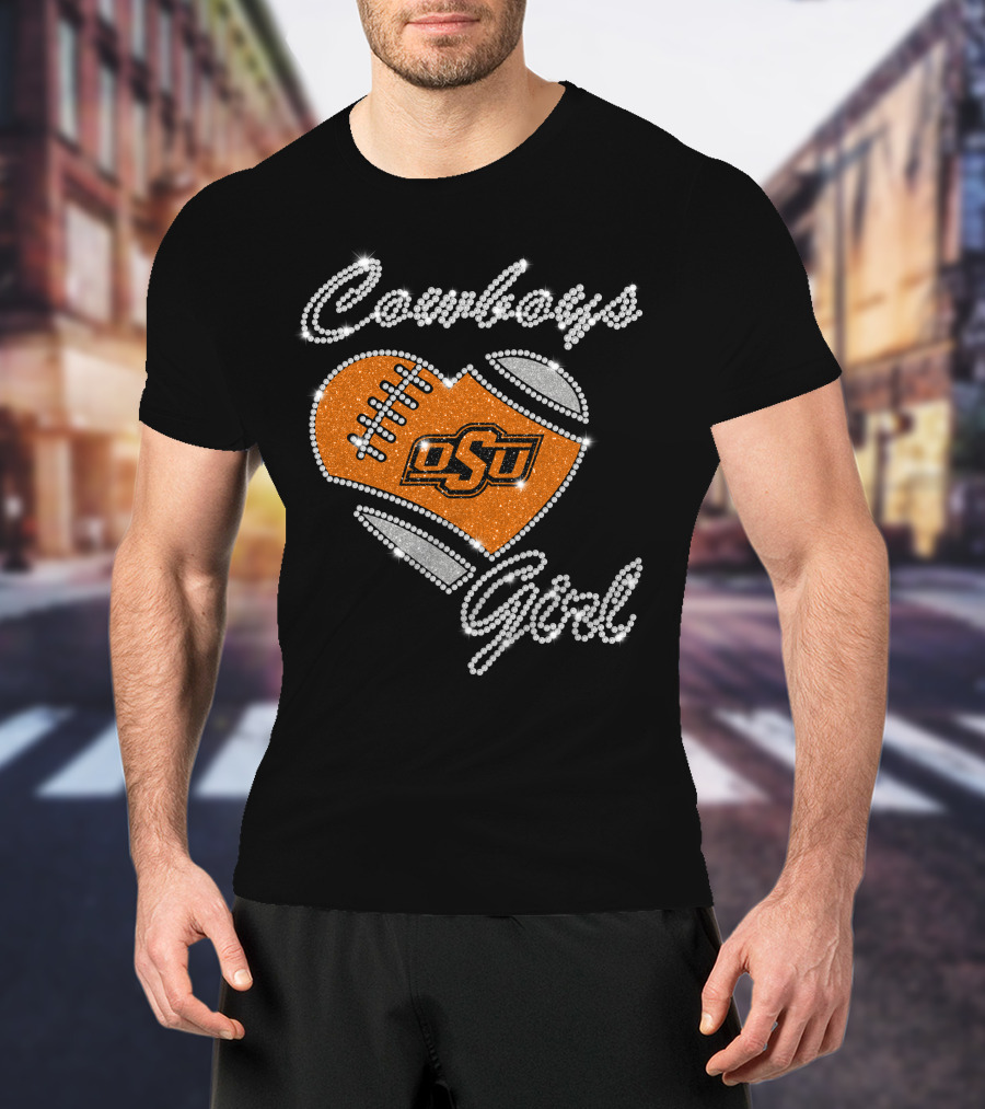 Cowboys Girl Osu Oklahoma State Football Heart T-Shirt