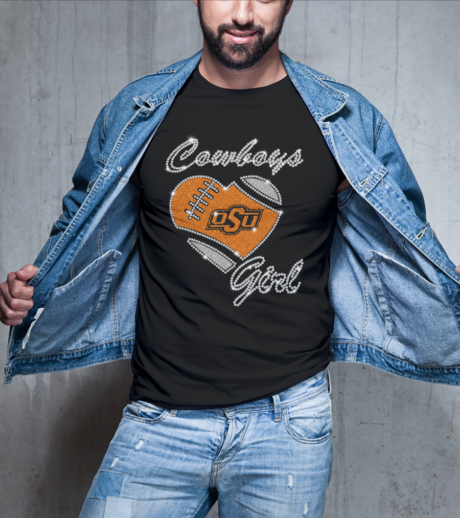 Cowboys Girl Osu Oklahoma State Football Heart T-Shirt