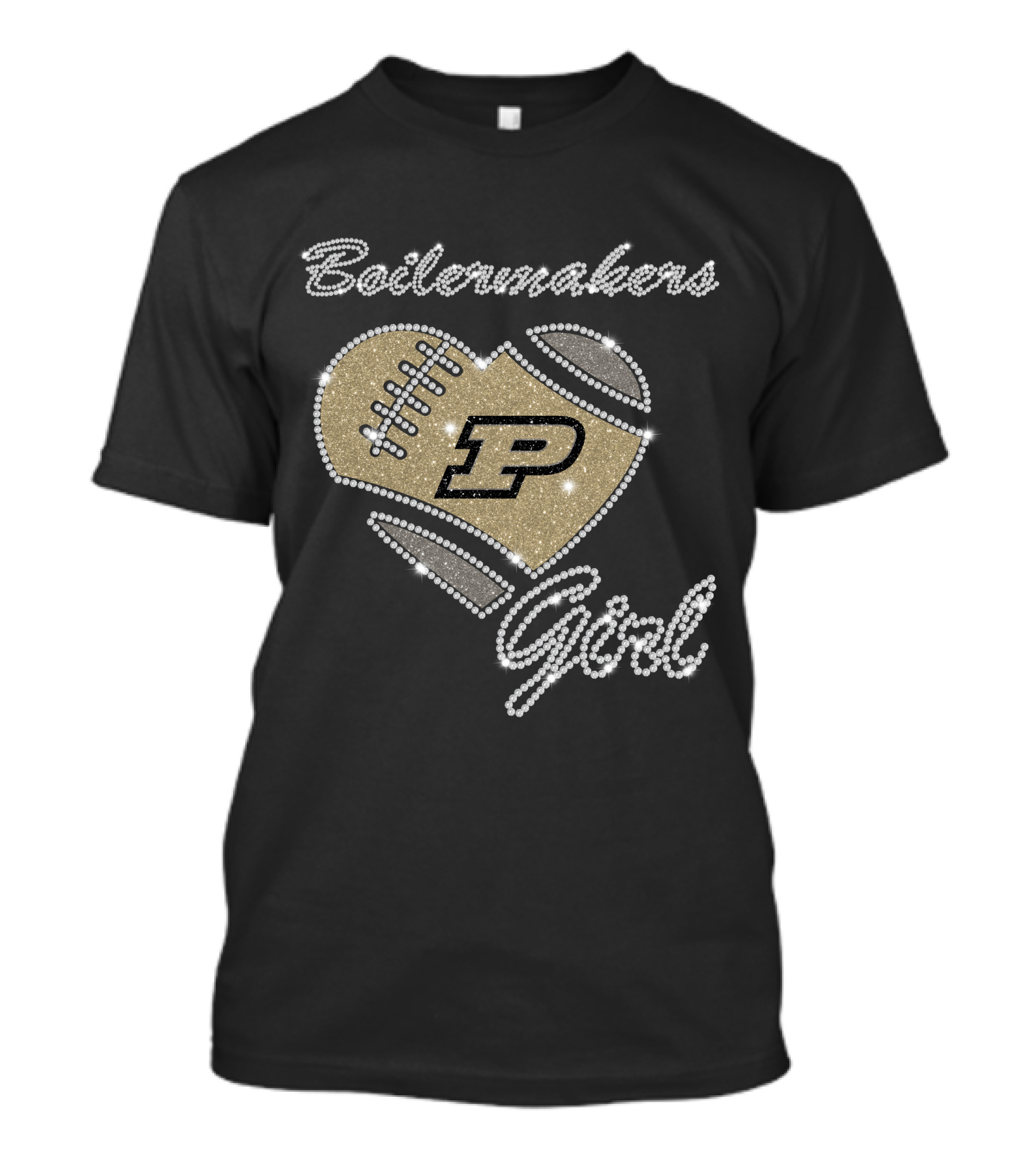 Boilermakers Girl Purdue Football Heart P Logo T-Shirt