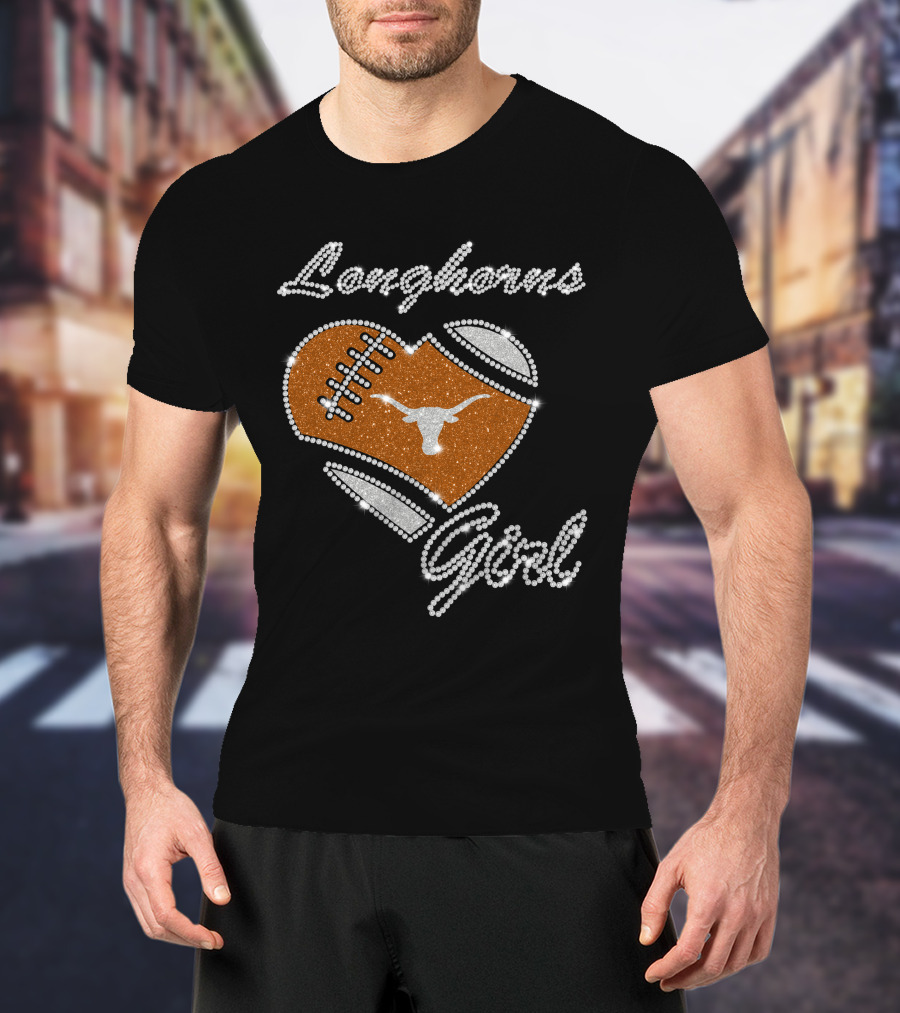 Longhorns Girl Heart Football Texas Longhorns T-Shirt