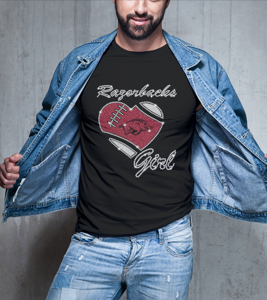 Razorbacks Girl Arkansas Razorbacks Football Heart T-Shirt