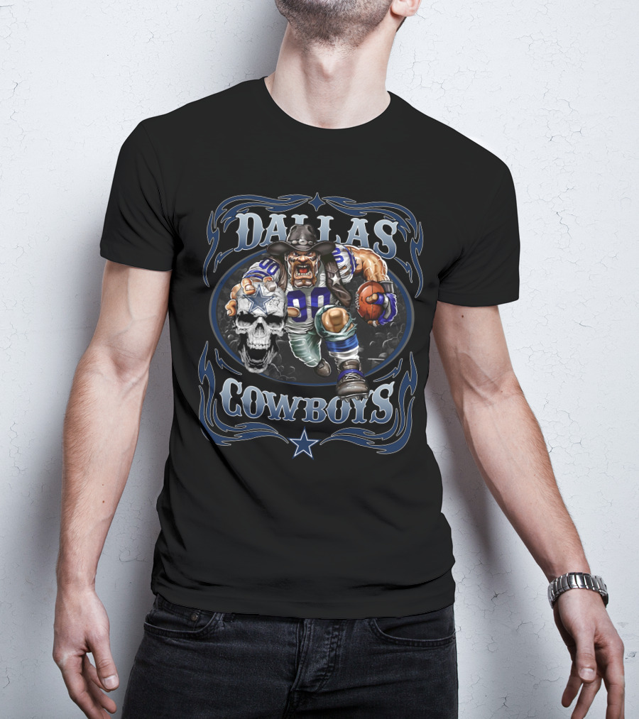 Dallas Cowboys Football Skull And Player T-Shirt