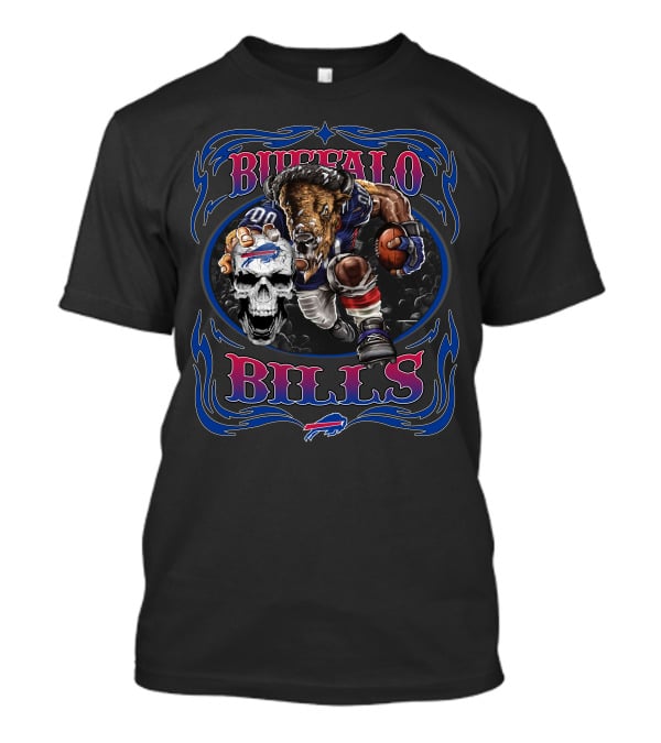 Buffalo Bills Charging Football Player With Skull And Team T-Shirt