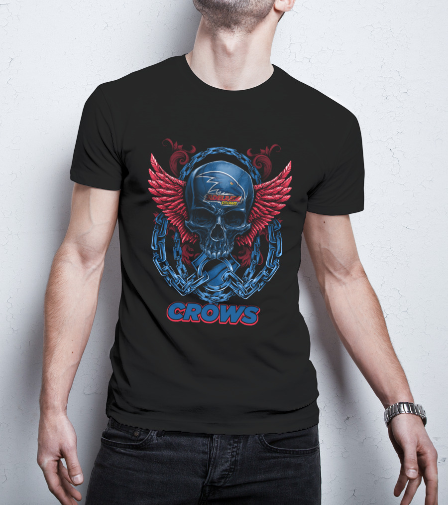 Adelaide Crows Skull With Chains And Wings T-Shirt