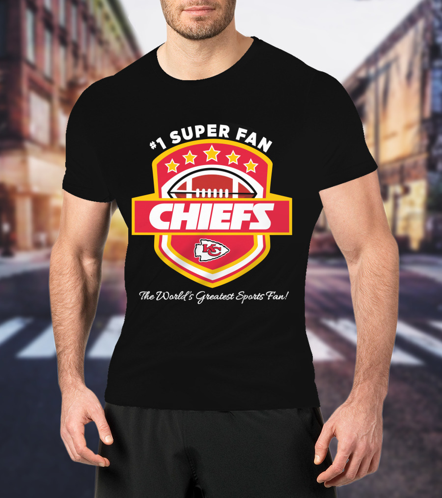 Kansas City Chiefs Football Stars Red Gold Emblem Shield T-Shirt