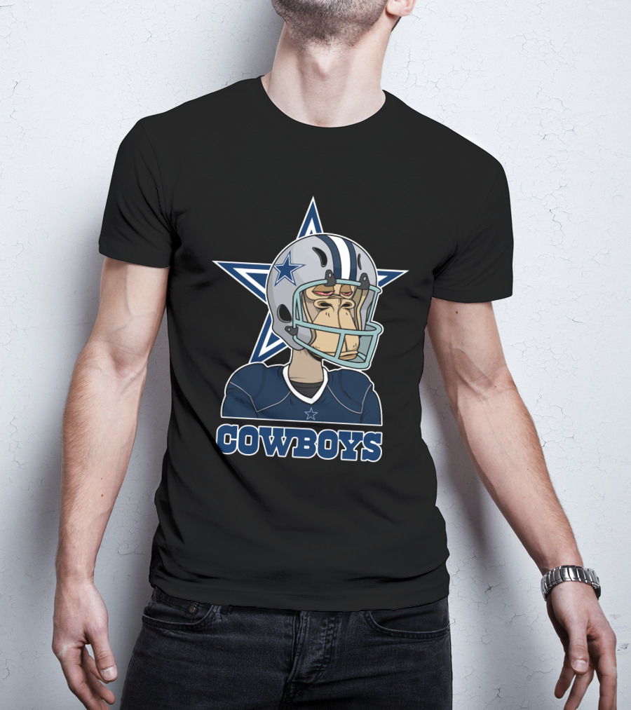 Cowboys Star Helmet Monkey Football Player T-Shirt