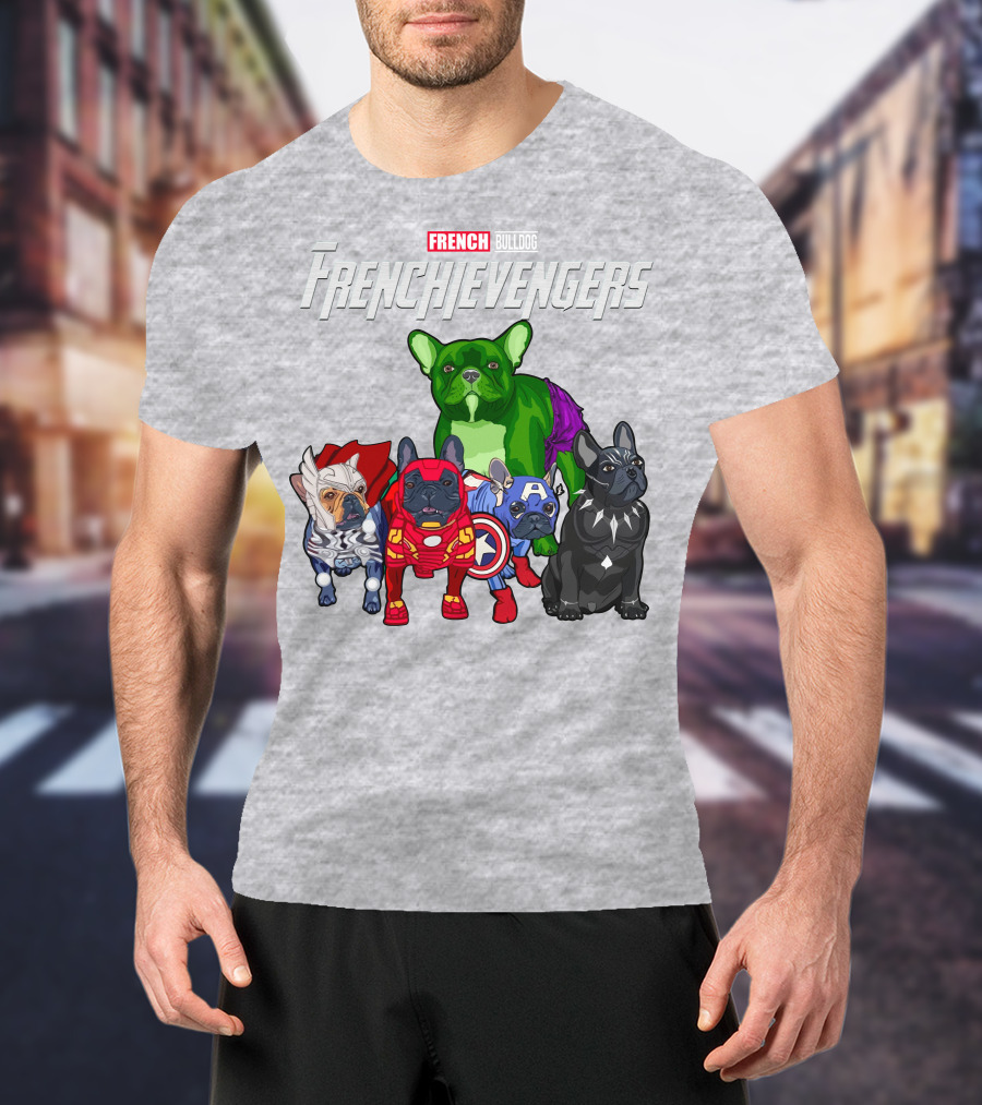French Bulldog Frenchievengers Superhero Canine Team T-Shirt