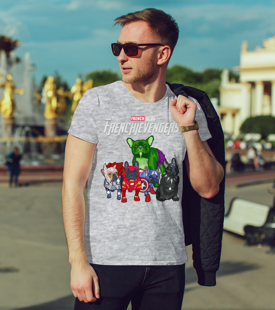 French Bulldog Frenchievengers Superhero Canine Team T-Shirt