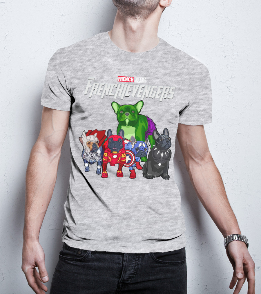 French Bulldog Frenchievengers Superhero Canine Team T-Shirt