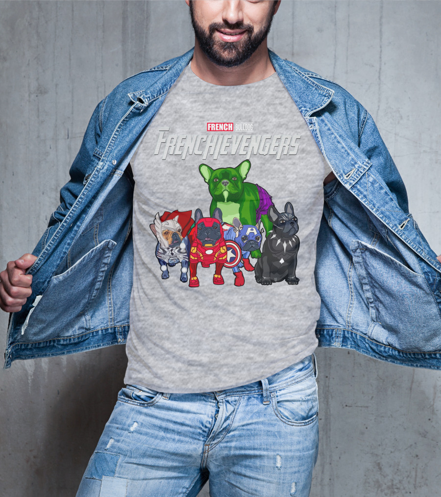 French Bulldog Frenchievengers Superhero Canine Team T-Shirt
