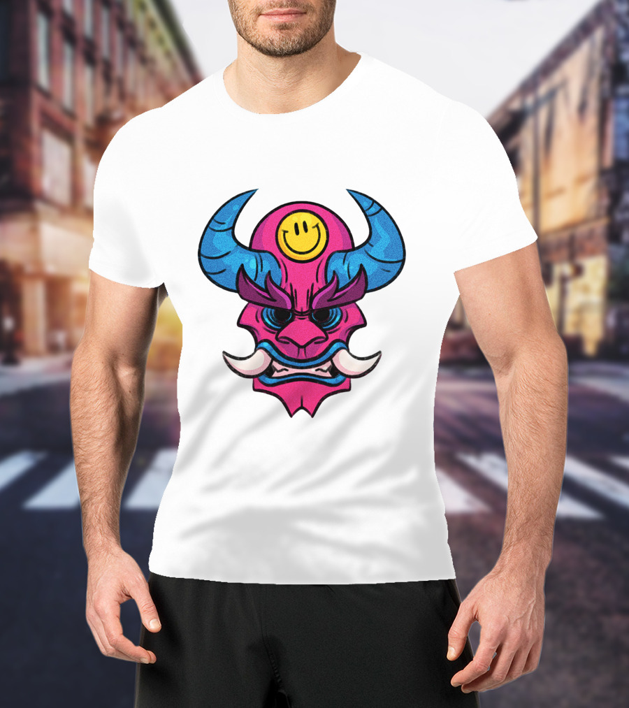 DACREW Oni Mask Smiley Face T-Shirt