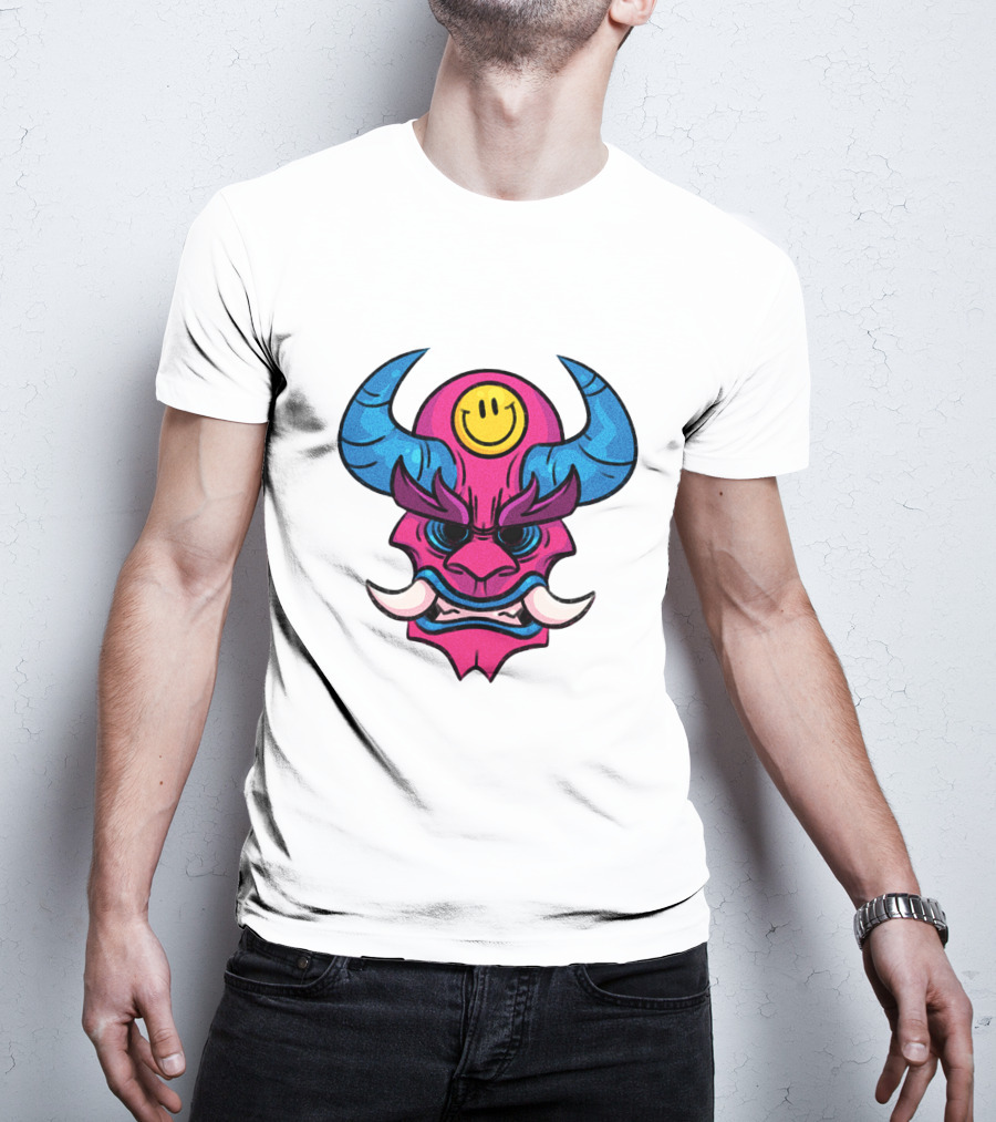 DACREW Oni Mask Smiley Face T-Shirt