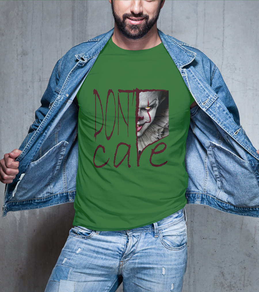 DON'T CARE Pennywise Face Clown Horror T-Shirt