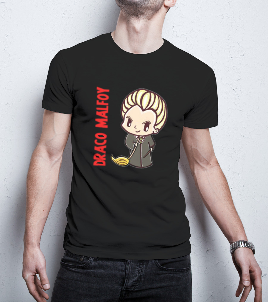 Draco Malfoy Chibi Character With Broom T-Shirt