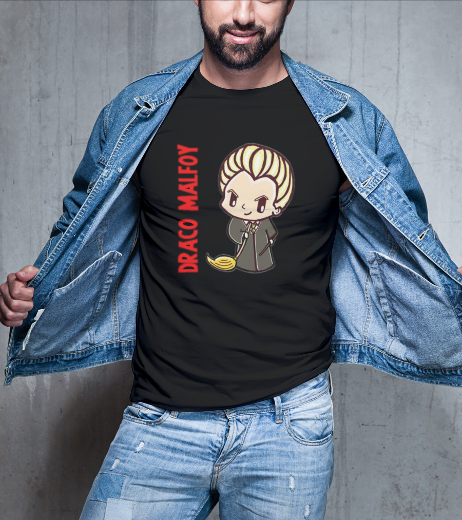 Draco Malfoy Chibi Character With Broom T-Shirt