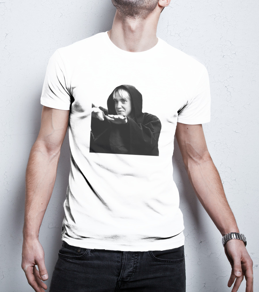 Draco Malfoy Black And White Hooded Cloak Image T-Shirt