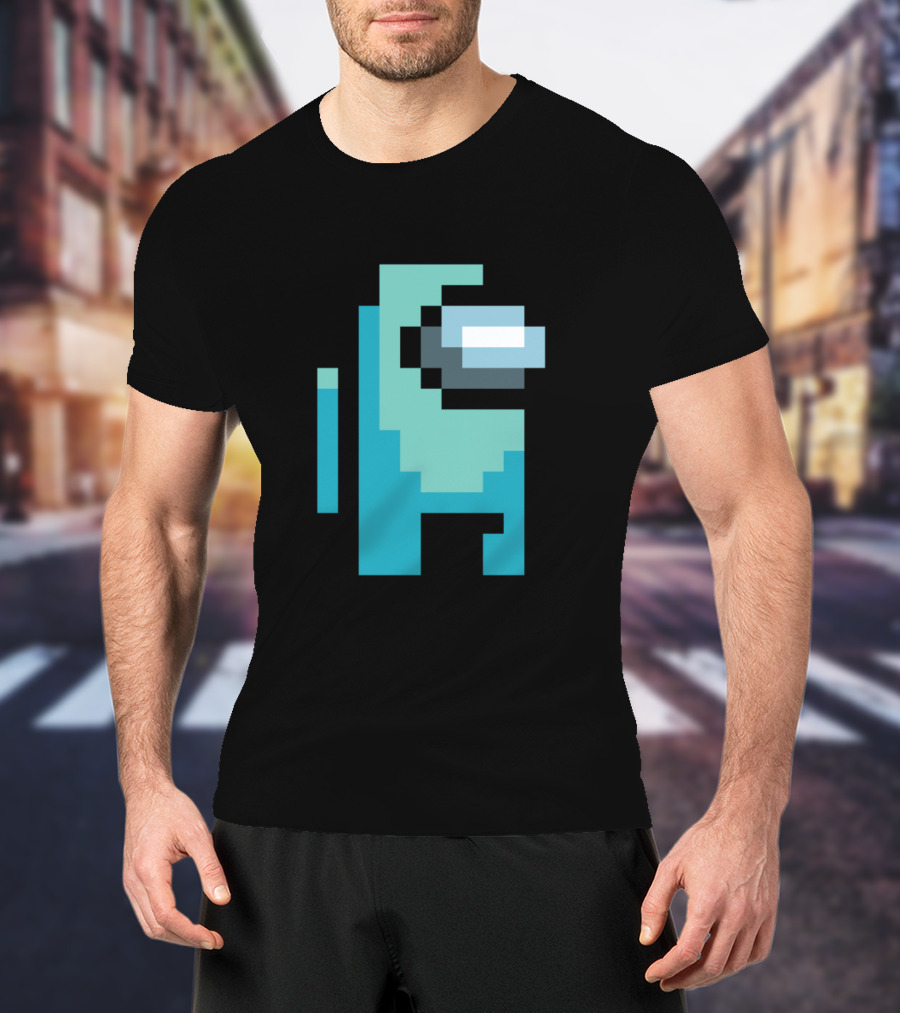 Among Us Cyan Crewmate Pixel T-Shirt