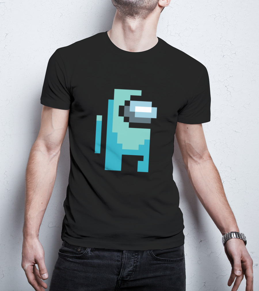 Among Us Cyan Crewmate Pixel T-Shirt