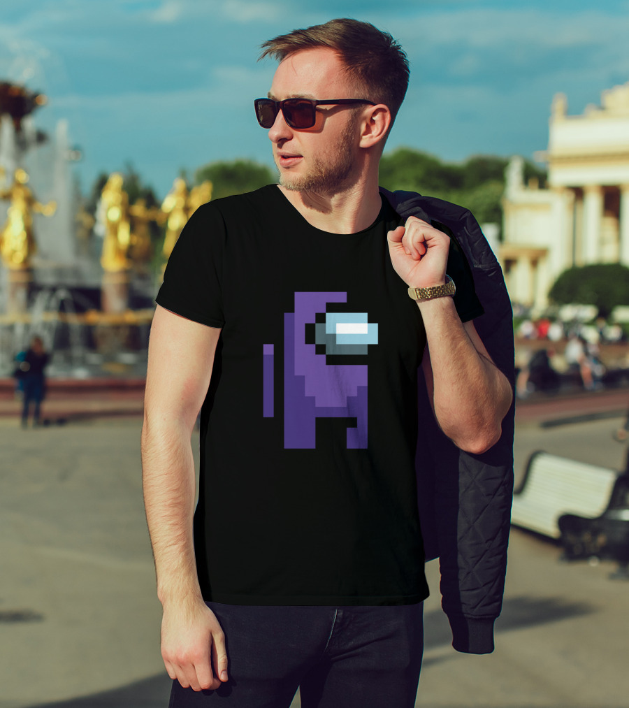 Among Us Purple Character Pixel T-Shirt