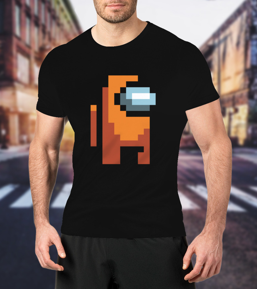 Among Us Orange Crewmate Pixel T-Shirt