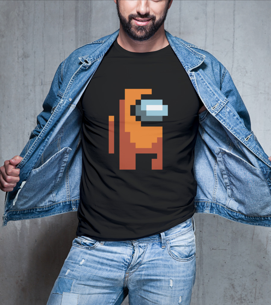 Among Us Orange Crewmate Pixel T-Shirt