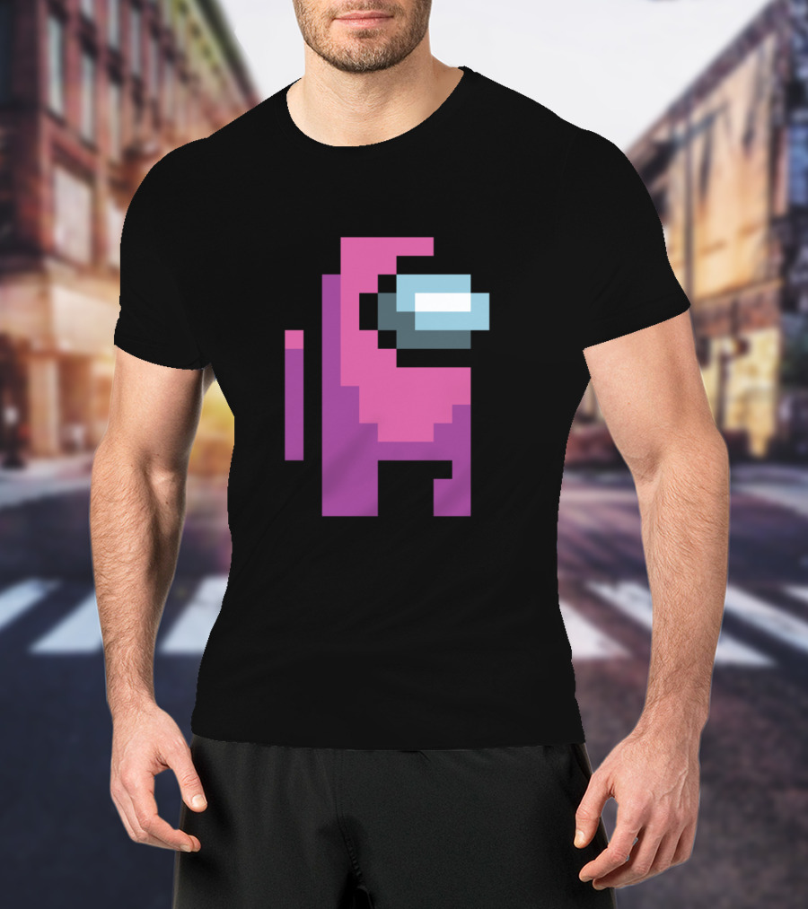 Among Us Pink Crewmate Character Pixel T-Shirt