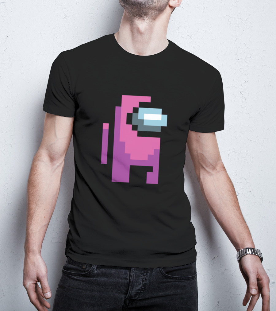 Among Us Pink Crewmate Character Pixel T-Shirt