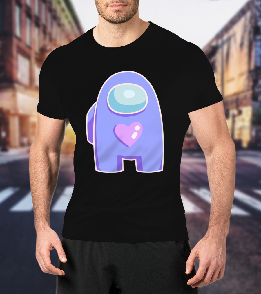 Blue Violet Among Us Crewmate Heart T-Shirt