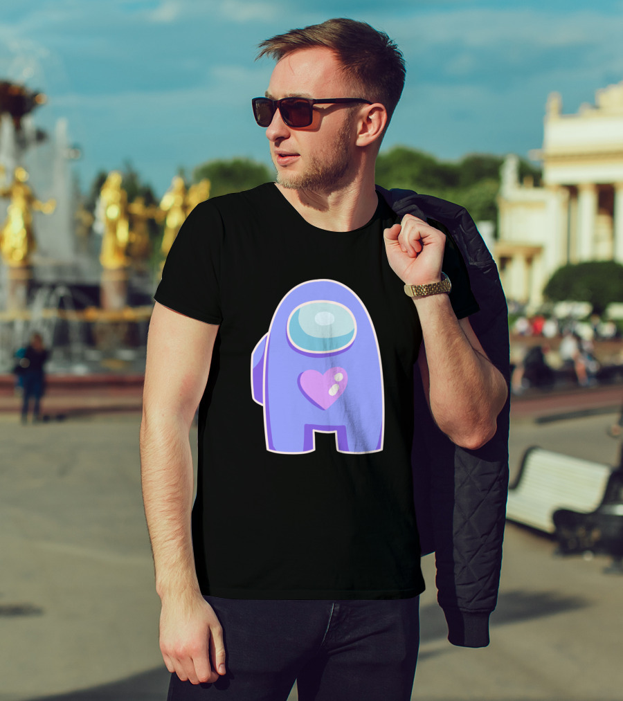 Blue Violet Among Us Crewmate Heart T-Shirt