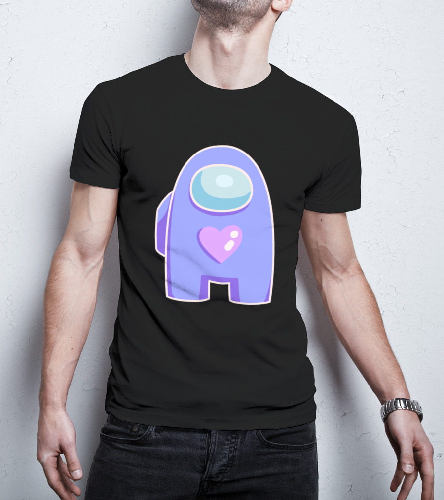 Blue Violet Among Us Crewmate Heart T-Shirt