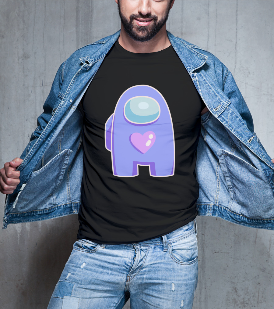 Blue Violet Among Us Crewmate Heart T-Shirt