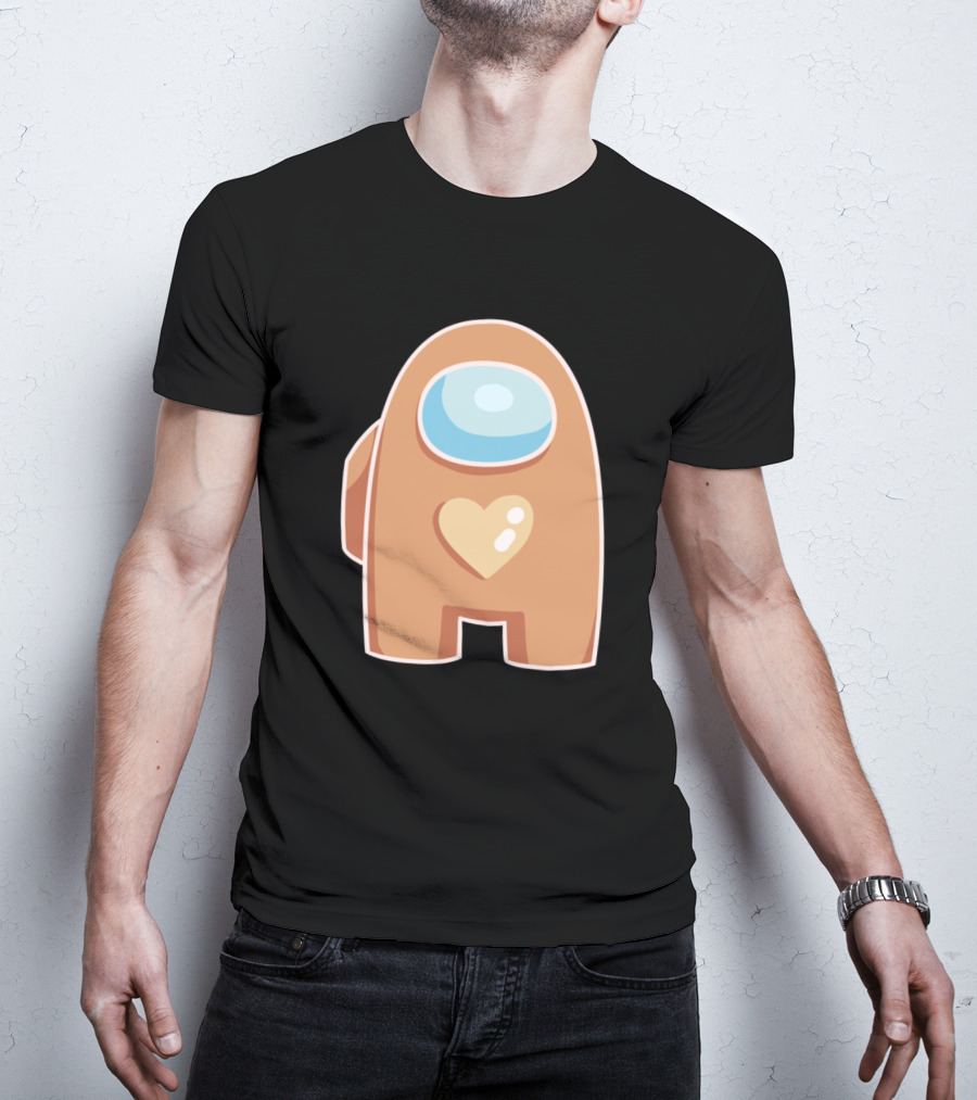 Brown Crewmate With Heart Among Us T-Shirt