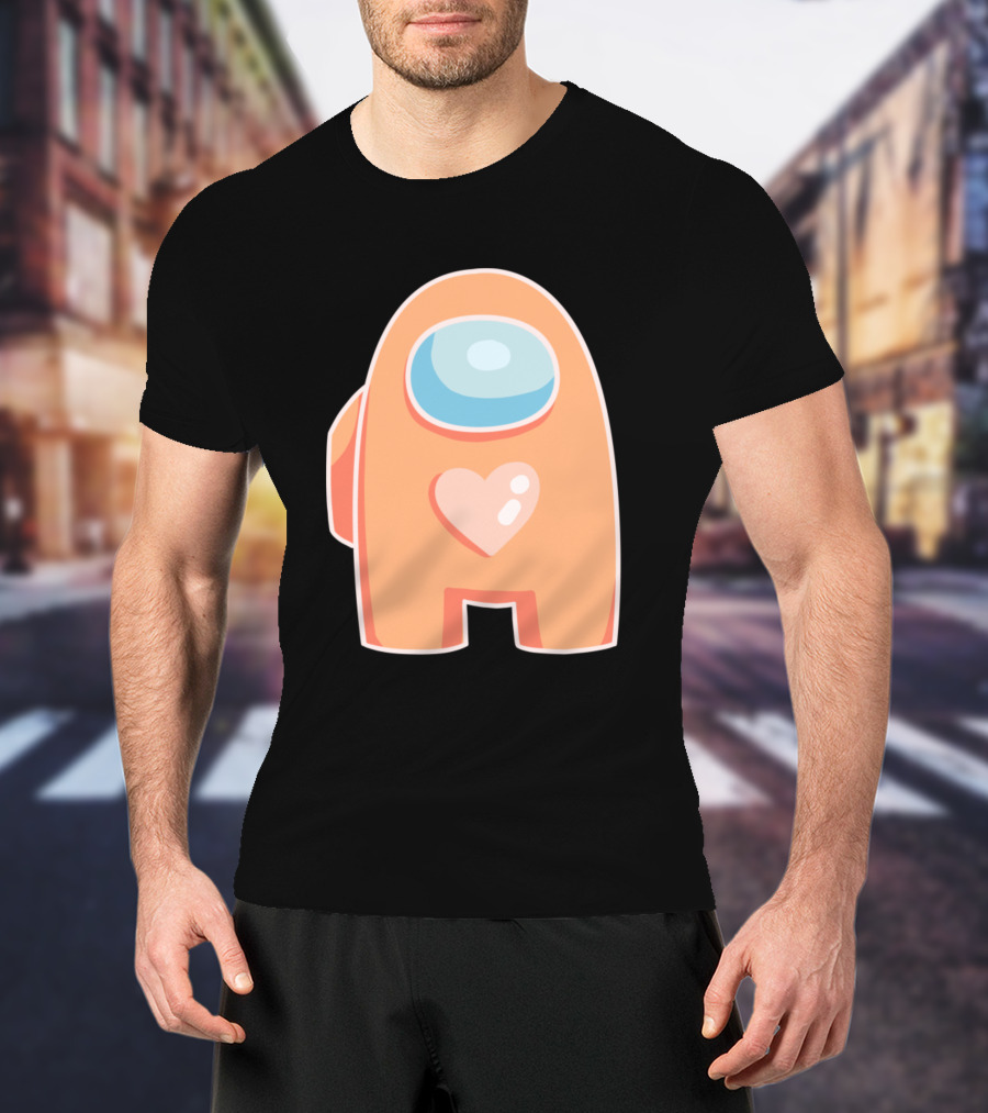 Orange Among Us Crewmate With Heart T-Shirt